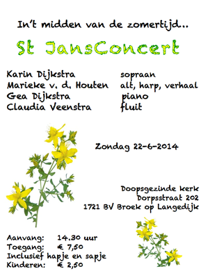 St. Jansconcert in Doopsgezinde kerk 